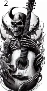 2 Demon Guitarre, Gravure Laser, Jp Laser Art.com