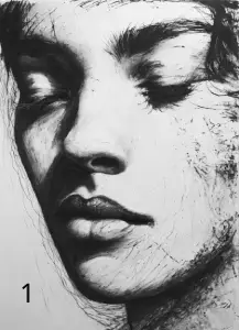 1 Dessin Den Noir Et Blanc Représentant Le Visage Zen, Déco, Jp Laser Art