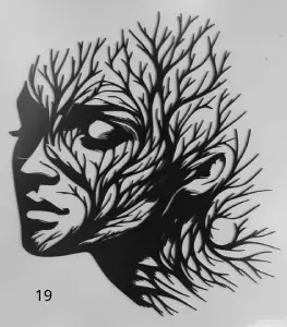 19 Visage, Arbre, Déco, Jp Laser Art