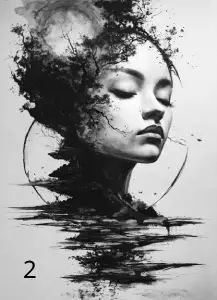 2 Dessin En Noir Et Blanc Représentant La Zenitude, Déco, Jp Laser Art