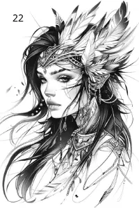 22 Visage, Indienne, Déco, Jp Laser Art