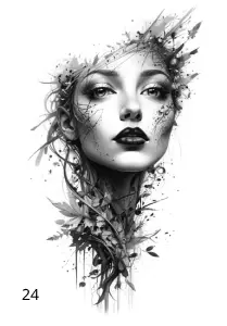 24 Visage, Femme Végétale, Déco, Jp Laser Art