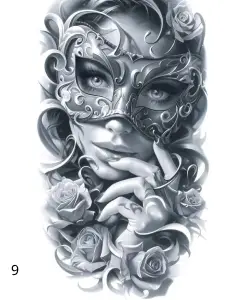 9 Visage Avec Masque, Déco, Jp Laser Art