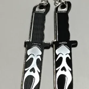 Boucles d’oreilles pour Halloween en forme de couteaux, gravées
