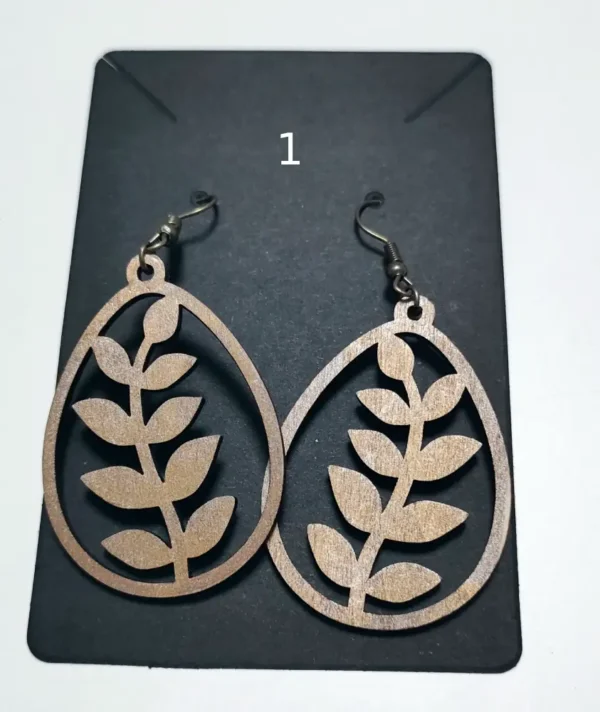 1, Boucles D'oreilles, Boucles D'oreilles En Bois, Boucle D'oreilles Fait Main, Cadeau Fait Main, Gravure Laser, Jp Laser Art