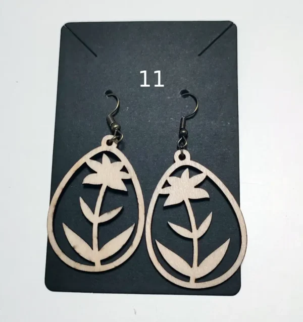 11, Boucles D'oreilles, Boucles D'oreilles En Bois, Boucle D'oreilles Fait Main, Cadeau Fait Main, Gravure Laser, Jp Laser Art