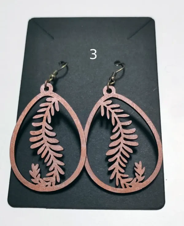 3, Boucles D'oreilles, Boucles D'oreilles En Bois, Boucle D'oreilles Fait Main, Cadeau Fait Main, Gravure Laser, Jp Laser Art