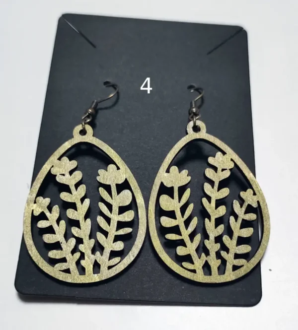 4, Boucles D'oreilles, Boucles D'oreilles En Bois, Boucle D'oreilles Fait Main, Cadeau Fait Main, Gravure Laser, Jp Laser Art