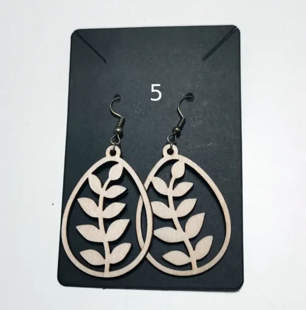 5, Boucles D'oreilles, Boucles D'oreilles En Bois, Boucle D'oreilles Fait Main, Cadeau Fait Main, Gravure Laser, Jp Laser Art