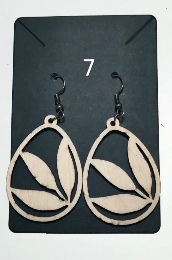 7, Boucles D'oreilles, Boucles D'oreilles En Bois, Boucle D'oreilles Fait Main, Cadeau Fait Main, Gravure Laser, Jp Laser Art