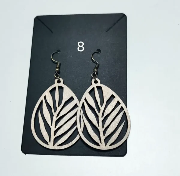 8, Boucles D'oreilles, Boucles D'oreilles En Bois, Boucle D'oreilles Fait Main, Cadeau Fait Main, Gravure Laser, Jp Laser Art