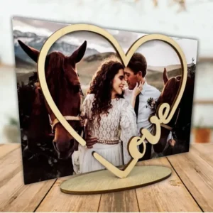 Cadre photo en forme de coeur personnalisable