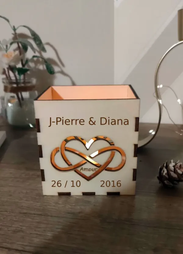Saint Valentin, Photophore Saint Valentin, Cadeau Saint Valentin, Cadeau Personnalisé, Jp Laser Art, 6
