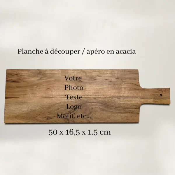 Planche à découper en acacia, planche à découper personnalisée, planche à découper en bois, plateau en bois, jp laser art, 2