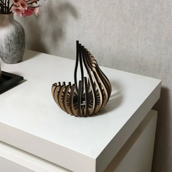 Photophore en bois design, jp laser art, 1