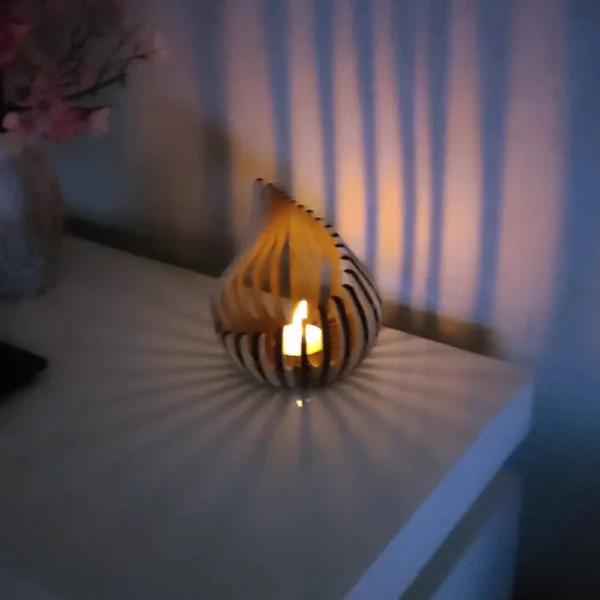Photophore en bois design, jp laser art, 4