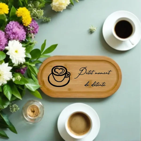 Plateau café personnalisé, plateau bambou personnalisé, cadeau personnalisé, jp laser art, 1