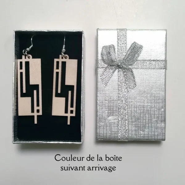 Bo 01,boucles d'oreilles bois, emballage cadeau, jp laser art