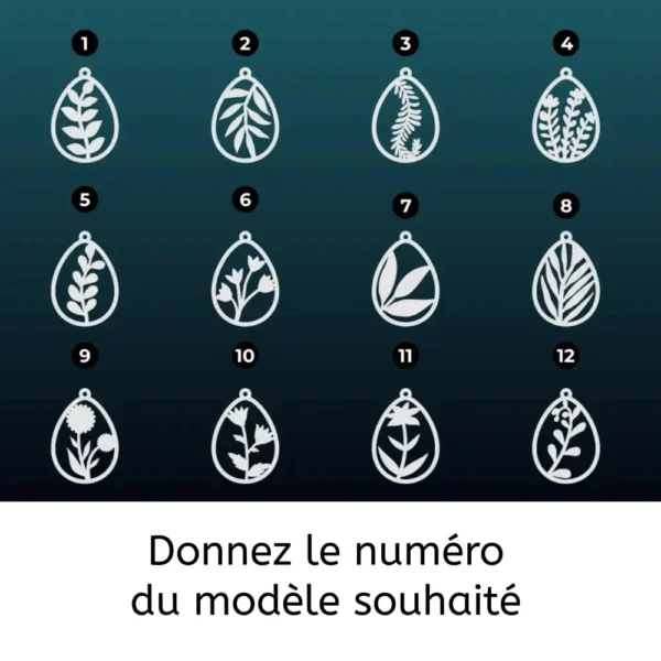 Boucles d'oreilles en bois, les végétales, jp laser art, 2