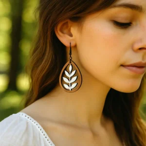 Boucles d’oreilles en bois  » Les végétales «
