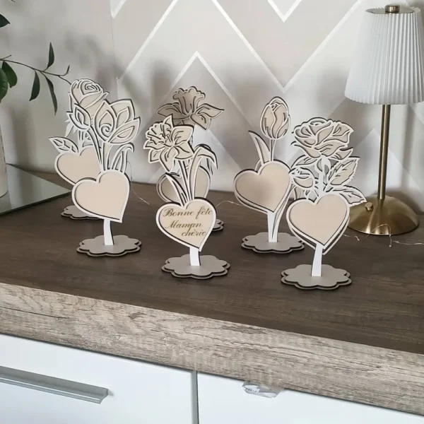 Cadeau fête des mères personnalisé, fleur en bois personnalisée, fête des mères, cadeau fête des mères personnalisé, jp laser art, 1