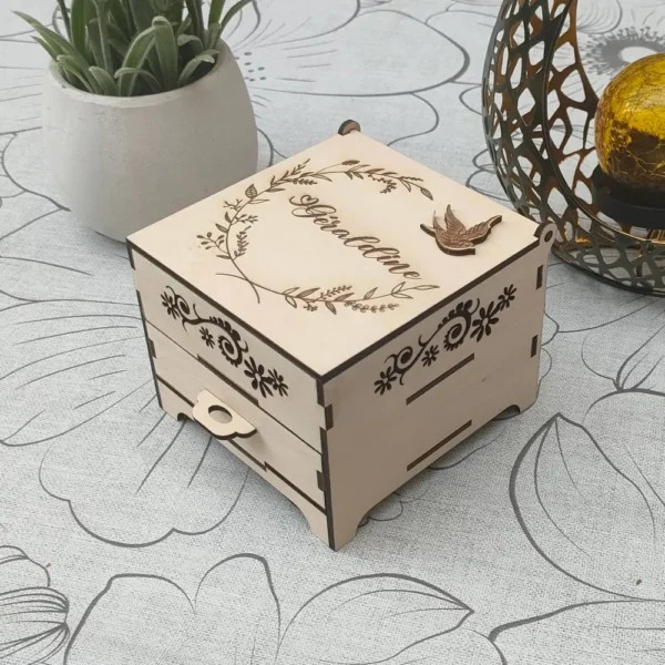 Boite bijoux, boite bijoux bois, boite bijoux personnalisée, jp laser art, 1