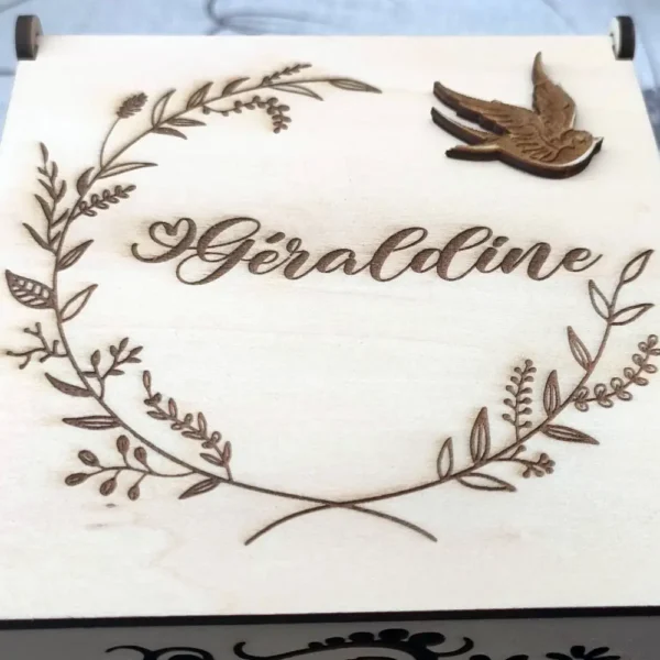 Boite bijoux, boite bijoux bois, boite bijoux personnalisée, jp laser art, 10