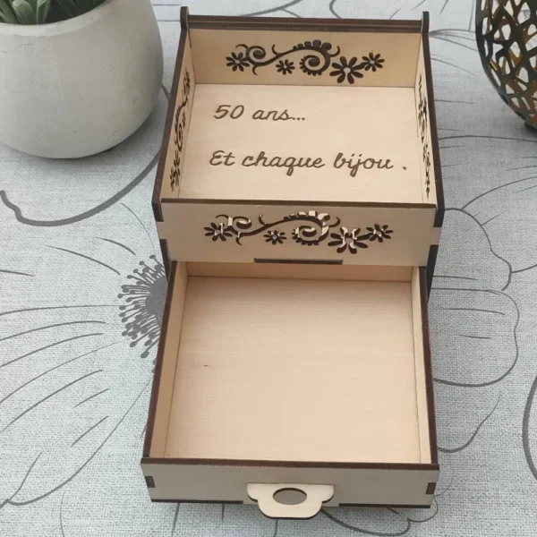 Boite bijoux, boite bijoux bois, noite bijoux personnalisée, jp laser art, 3