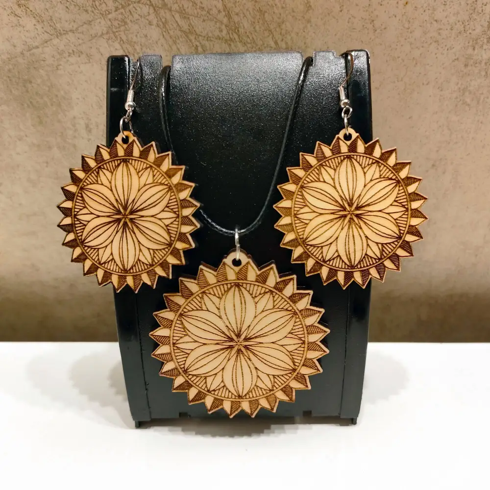 Boucles d oreilles en bois, bijoux mandala, bijoux en bois, boucles d oreilles mandala, jp laser art, 11