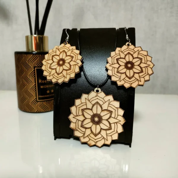 Boucles d oreilles en bois, mandala, bijoux mandala, jp laser art, 3