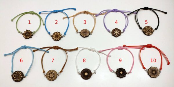 Bracelet en bois, bracelet mandala, bracelet bohême, jp laser art