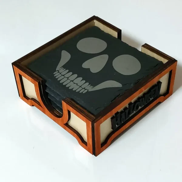 Sous verres ardoise, sous verres avec boite, halloween, jp laser art.com, 1