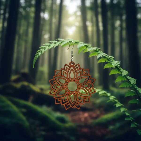 Bijoux mandala en bois, boucle d'oreilles en bois mandala, jp laser art, 10