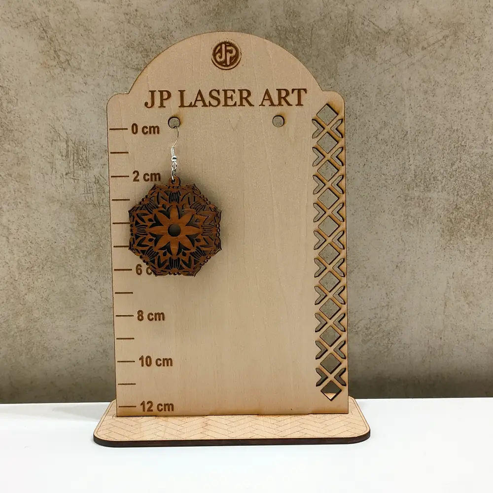 Bijoux mandala en bois, boucle d'oreilles en bois mandala, jp laser art, 4