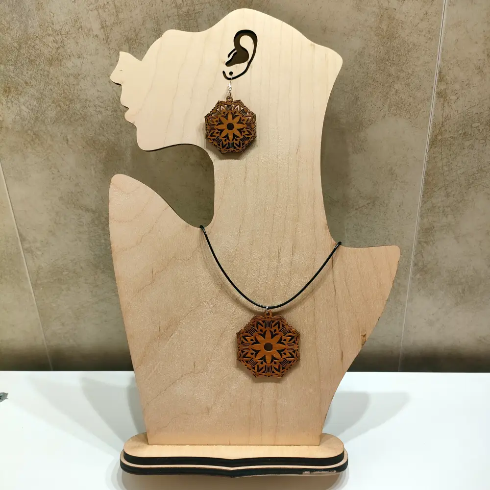 Bijoux mandala en bois, boucle d'oreilles en bois mandala, jp laser art, 6