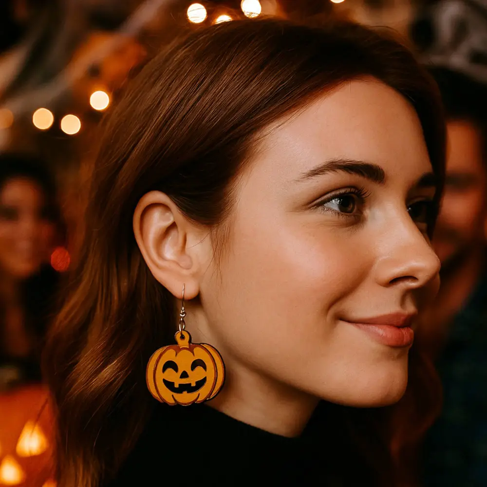 Boucles d'oreilles halloween, boucles d'oreilles en bois, halloween, jp laser art, 1