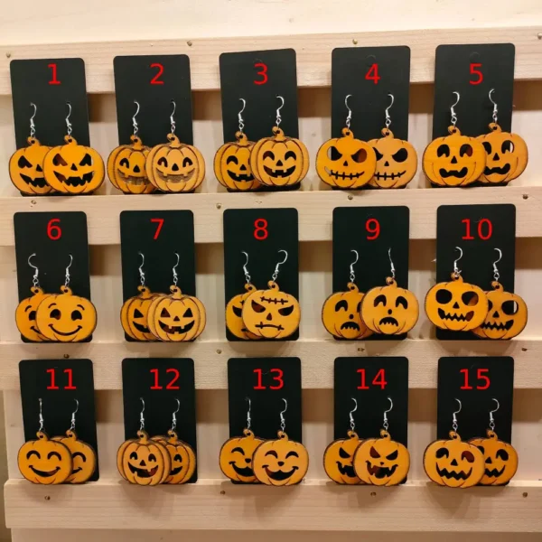 Boucles d'oreilles halloween, boucles d'oreilles en bois, halloween, jp laser art, 5