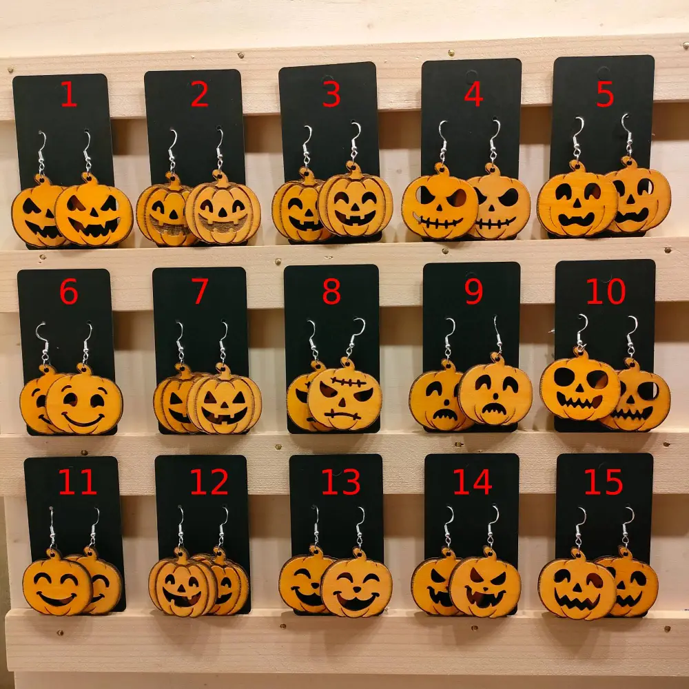Boucles d'oreilles halloween, boucles d'oreilles en bois, halloween, jp laser art, 5
