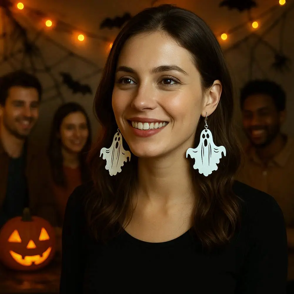 Halloween, boucles d'oreilles halloween, boucles d'oreilles en bois, jp laser art, 1