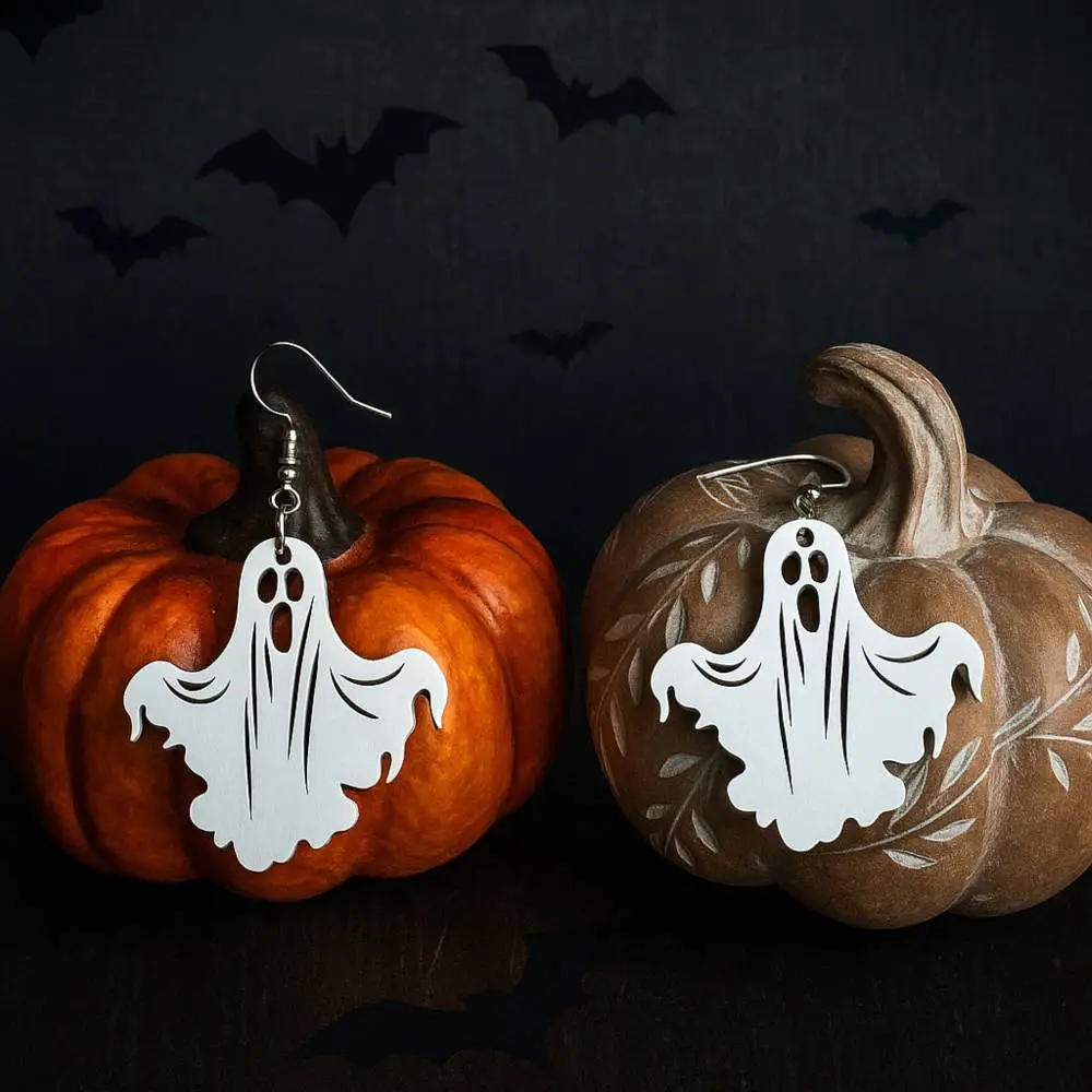 Halloween, boucles d'oreilles halloween, boucles d'oreilles en bois, jp laser art, 2