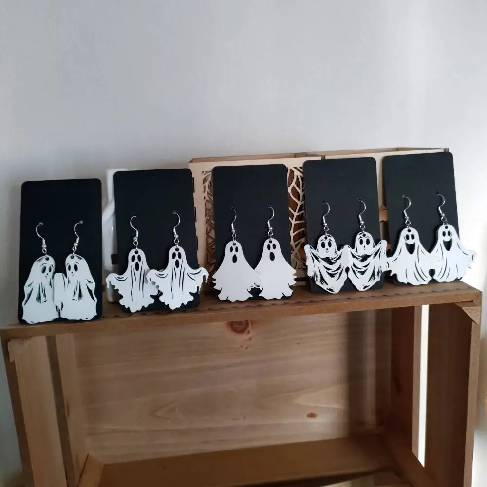 Halloween, boucles d'oreilles halloween, boucles d'oreilles en bois, jp laser art, 5