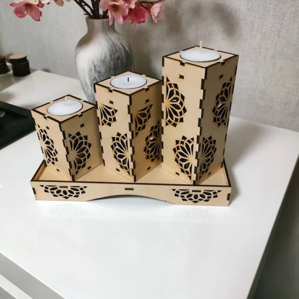 Photophore en bois, bougeoir en bois, jp laser art, 1