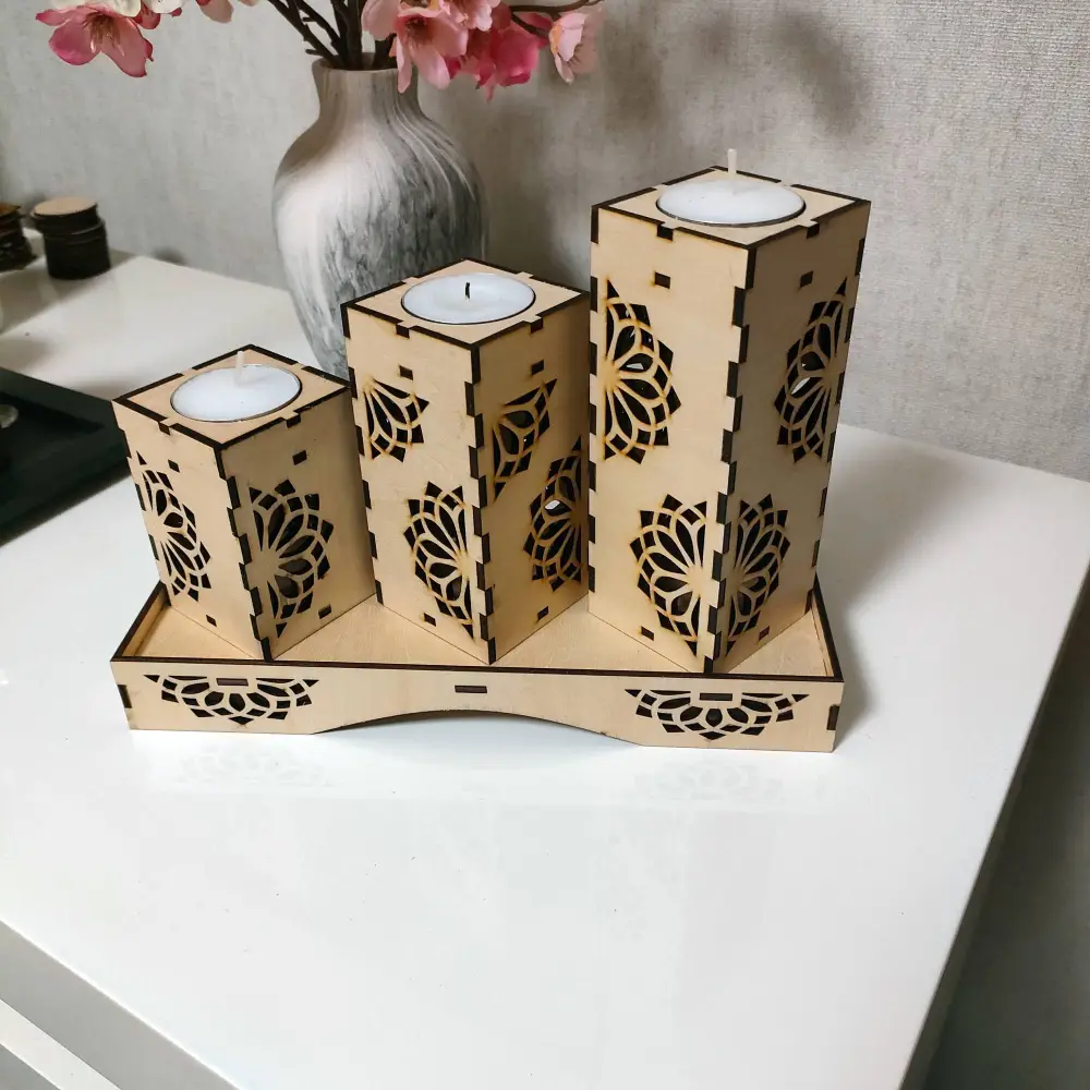Photophore en bois, bougeoir en bois, jp laser art, 1