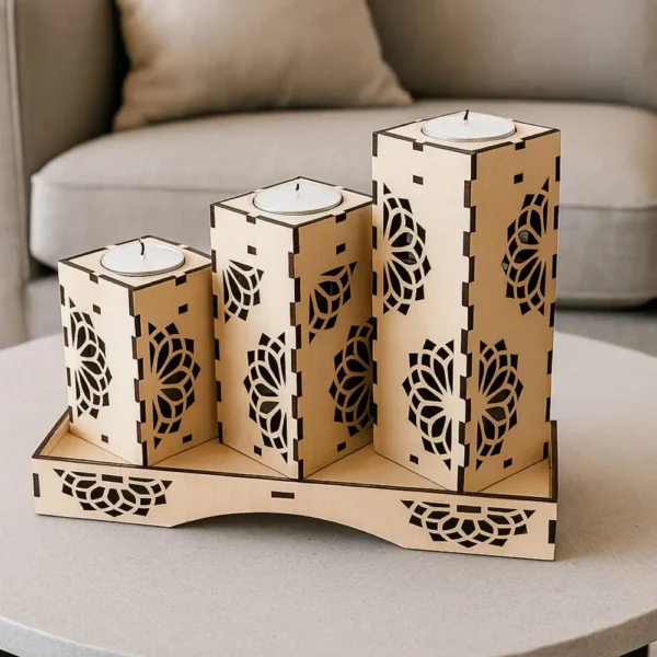 Photophore en bois, bougeoir en bois, jp laser art, 10