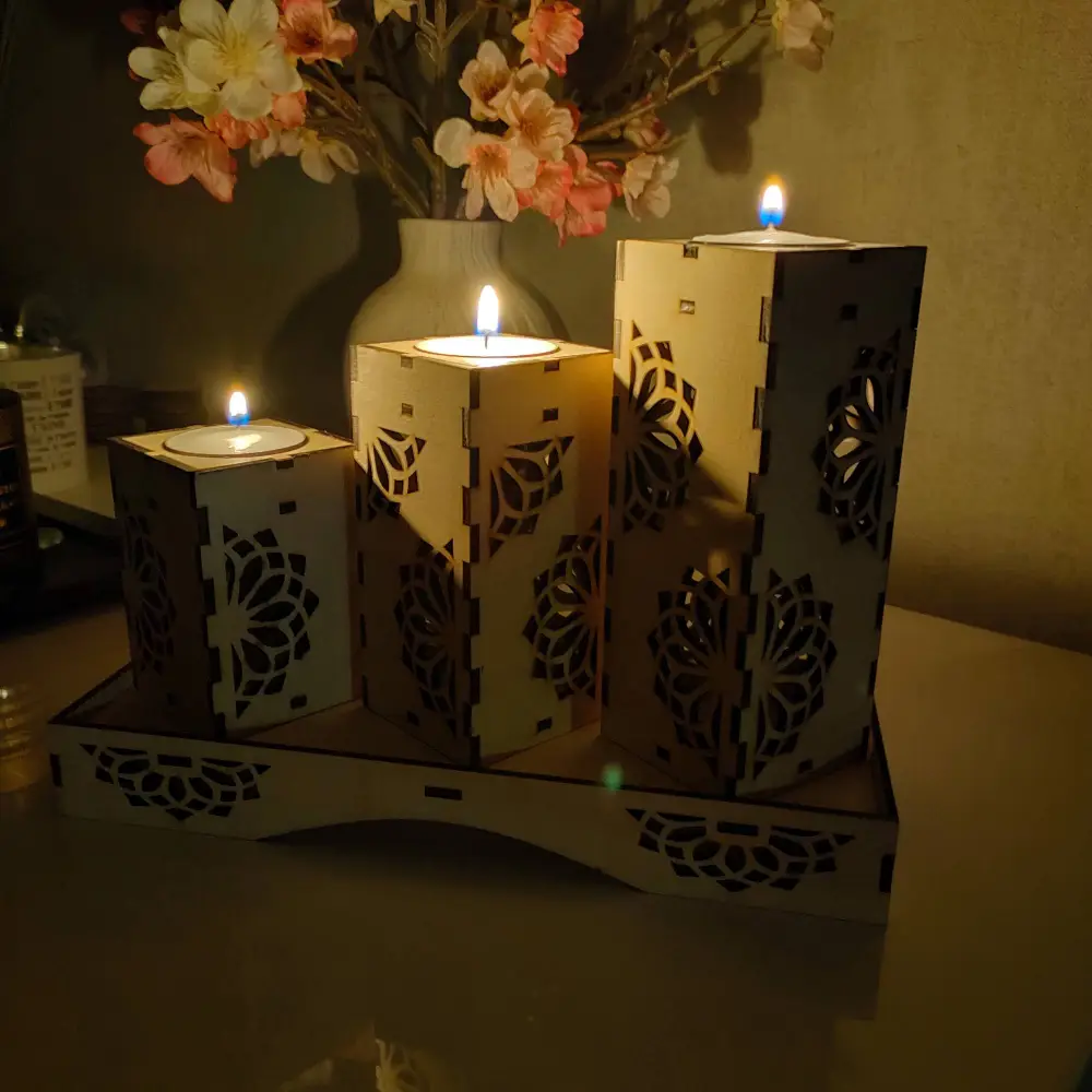 Photophore en bois, bougeoir en bois, jp laser art, 2