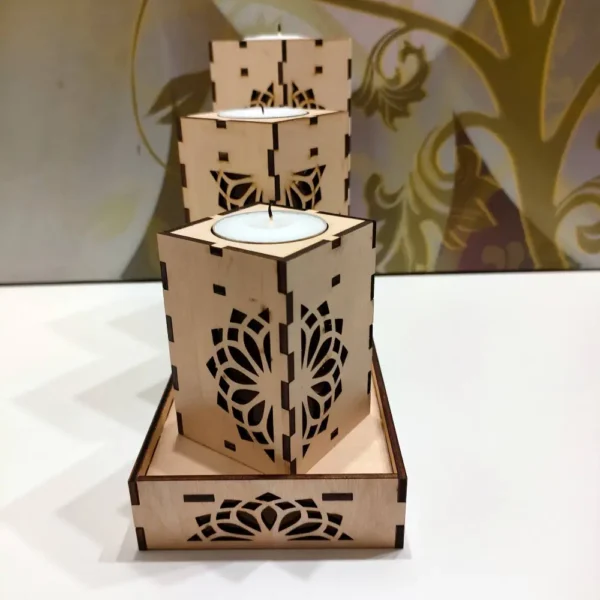 Photophore en bois, bougeoir en bois, jp laser art, 3