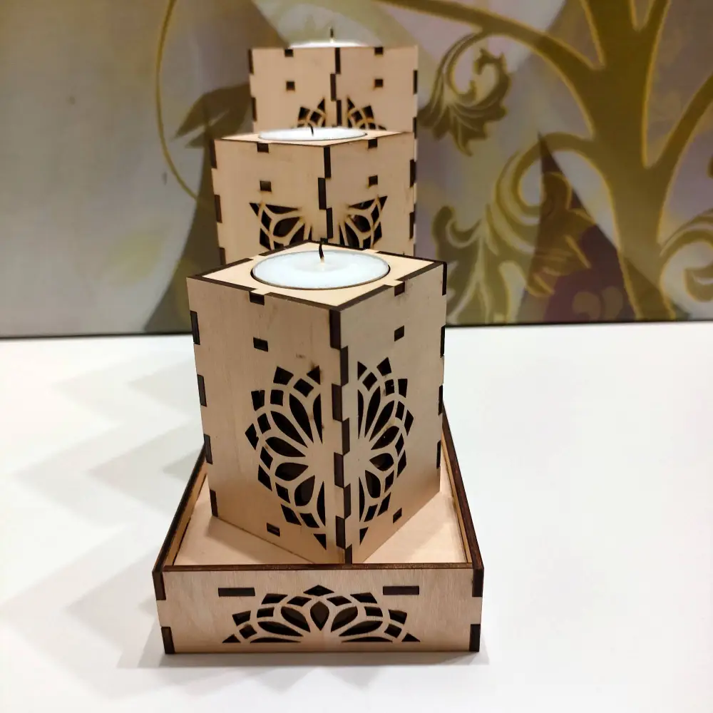 Photophore en bois, bougeoir en bois, jp laser art, 3