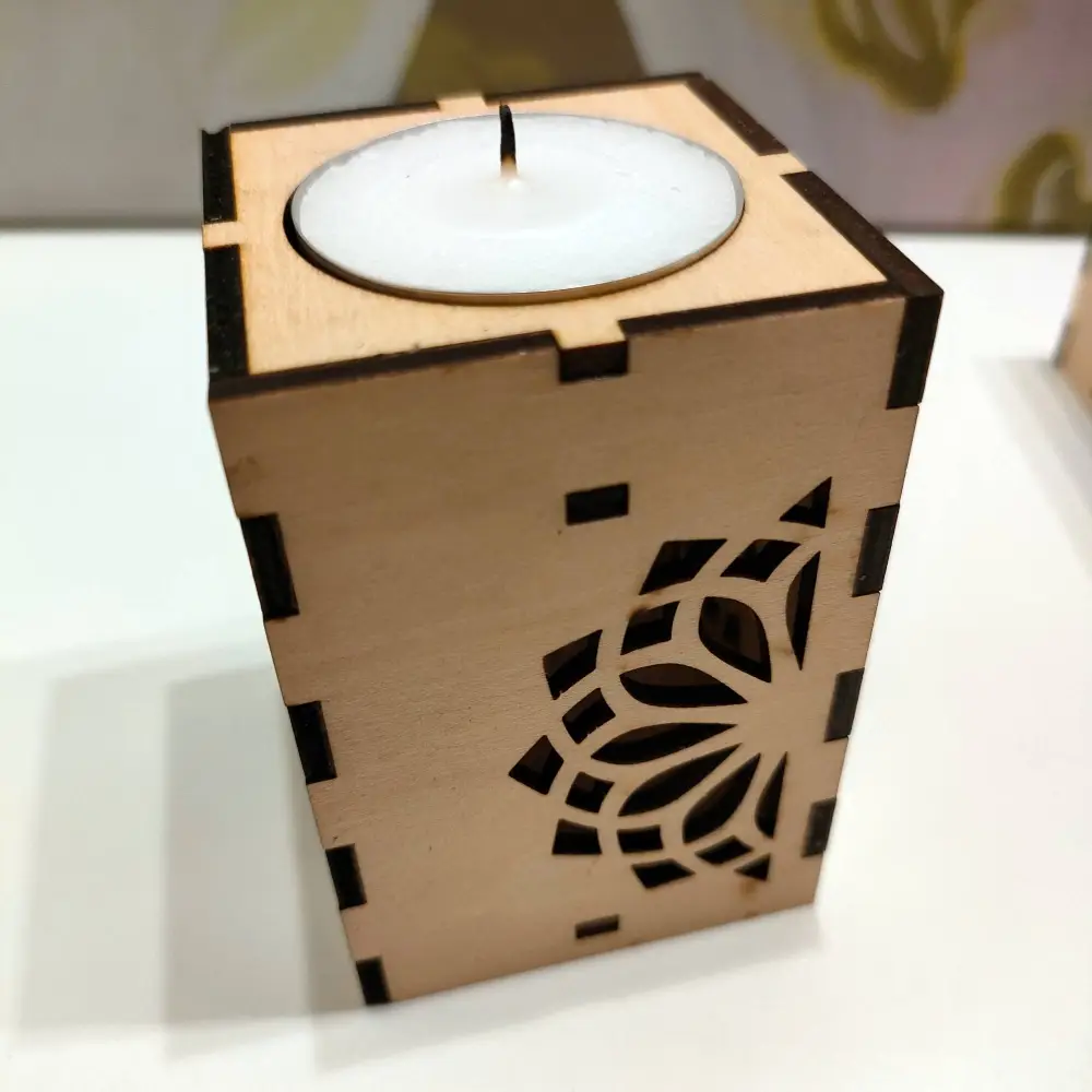 Photophore en bois, bougeoir en bois, jp laser art, 4