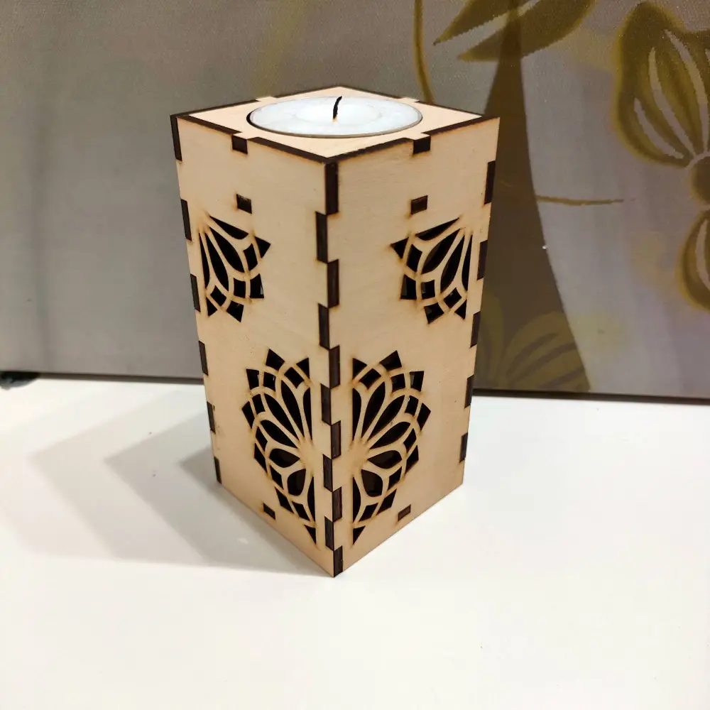 Photophore en bois, bougeoir en bois, jp laser art, 5