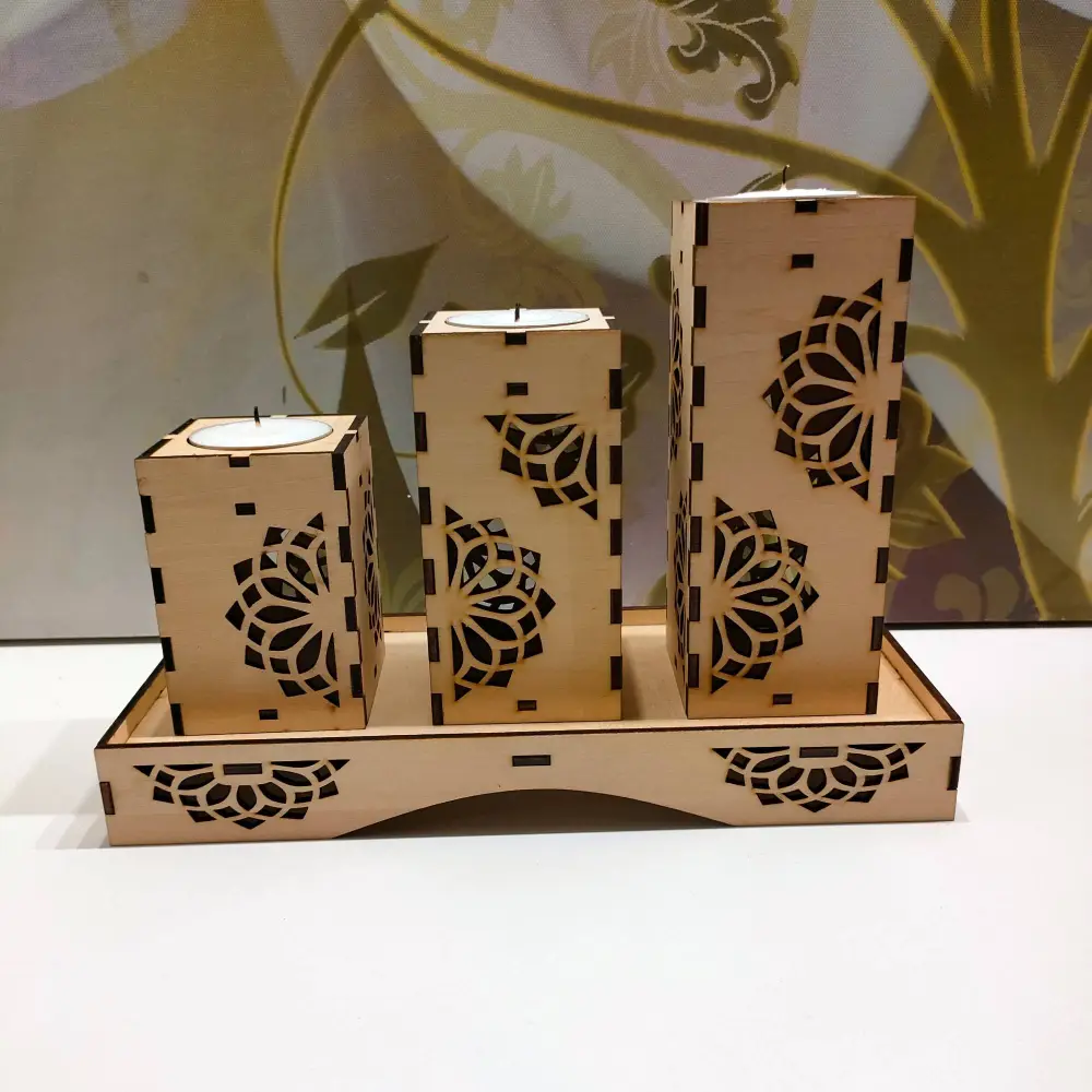 Photophore en bois, bougeoir en bois, jp laser art, 9
